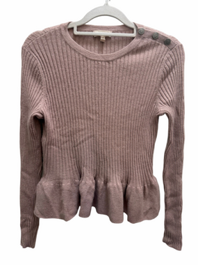 Rebecca Taylor Ribbed Peplum Pink Sweater Size Small